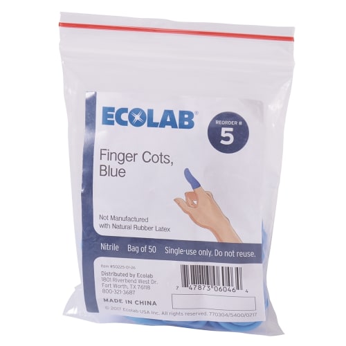 Ecolab® Finger Cots, Blue Nitrile 50225-01-26 Reorder No. 5